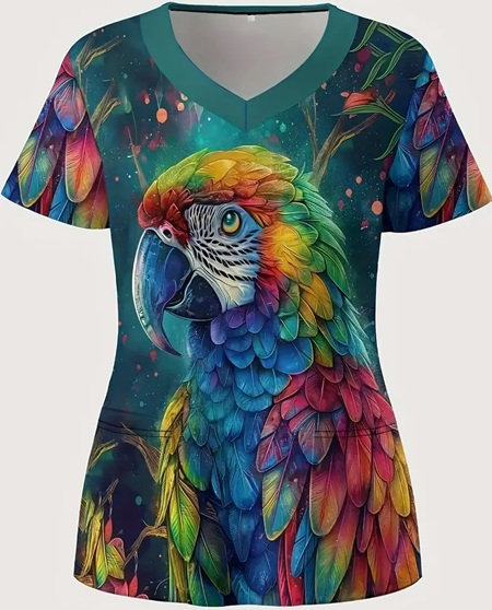 WSKS12 - Stretch Knit Parrot Scrubs