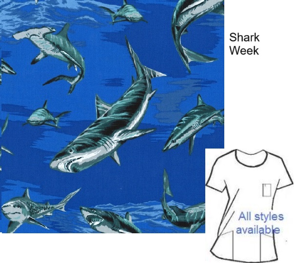 AO92924 - Shark Week animal print scrub tops