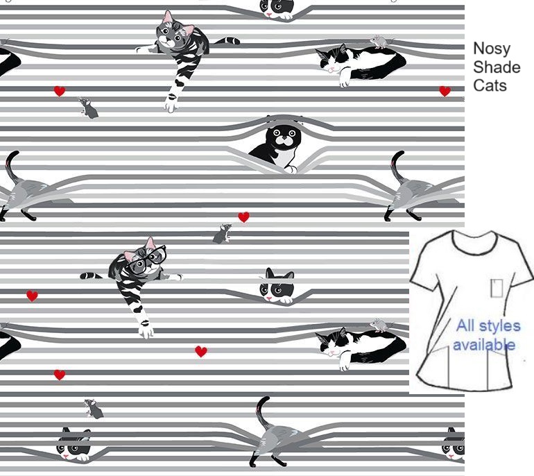 VET81024 - Nosy Shade Cats veterinary scrubs