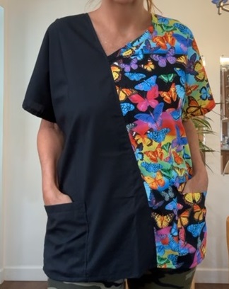 butterfly color block scrub top