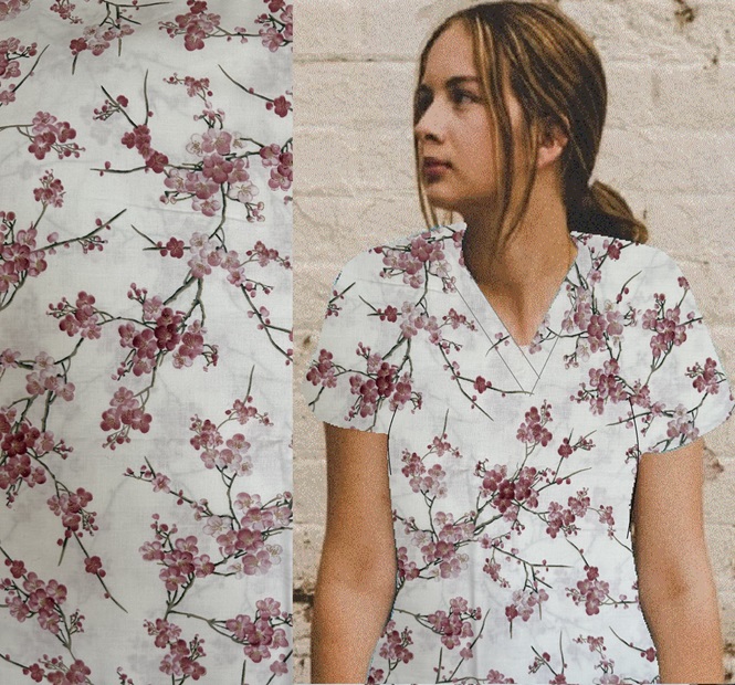 cherry blossom scrub top