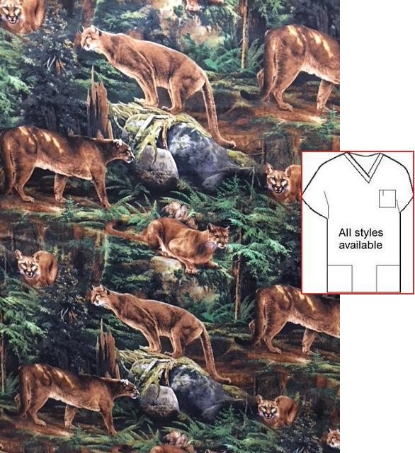 north American cougar scrub tops