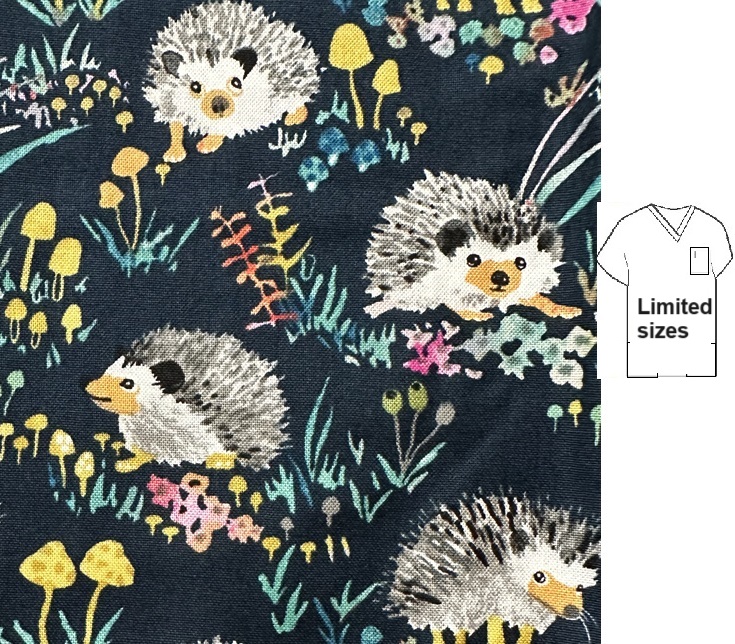 AWWA65LIMITED - Hedgehogs Navy animal print scrub top