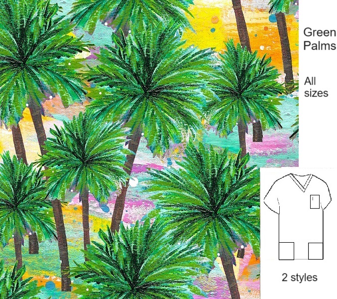 T102423LIMITED - Green Palms tropical scrub tops