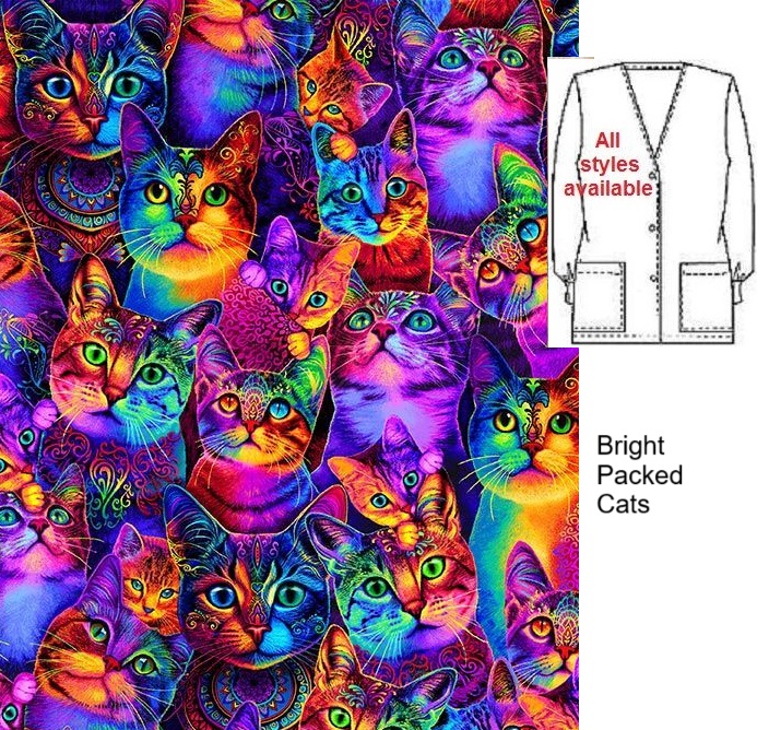 VET91824 - Bright Packed Cat vet scrubs