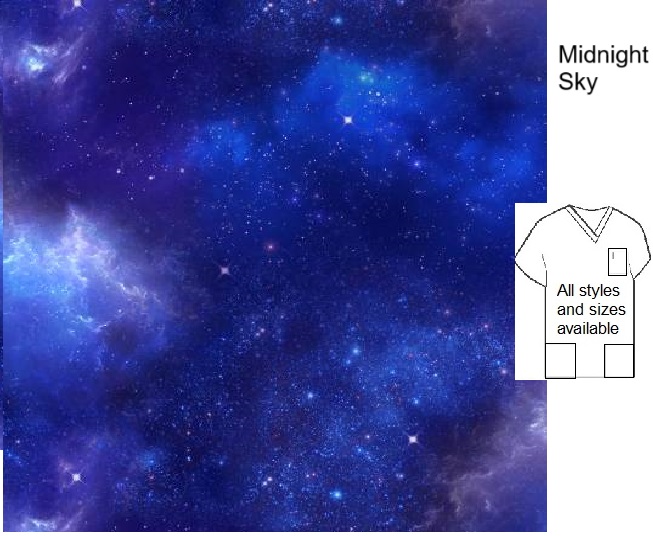 midnight sky space print scrubs