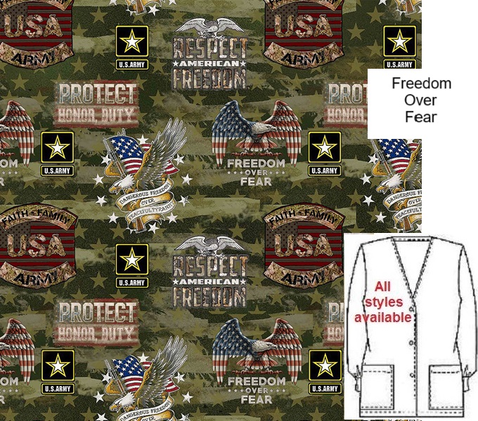 SUPP32223A - Freedom Over Fear military Army scrub tops